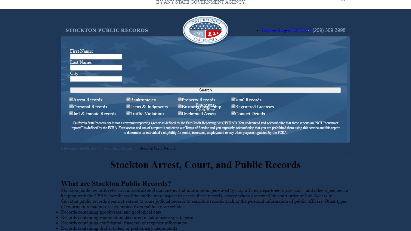 Stockton Arrest and Public Records | California.StateRecords.org