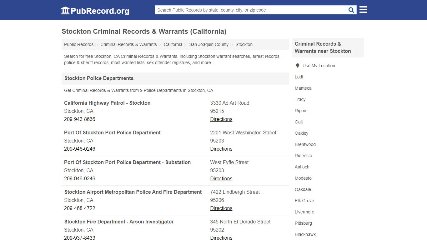 Stockton Criminal Records & Warrants (California)